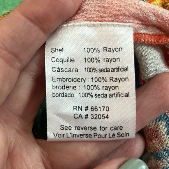 Anthropologie Vineet Bahl Mixed Floral Print Peasant Top Medium Boho Embroidered - Picture 11 of 12